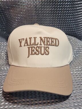 Y'ALL NEED JESUS Embroidered Two-Tone Cap - Ash Mocha